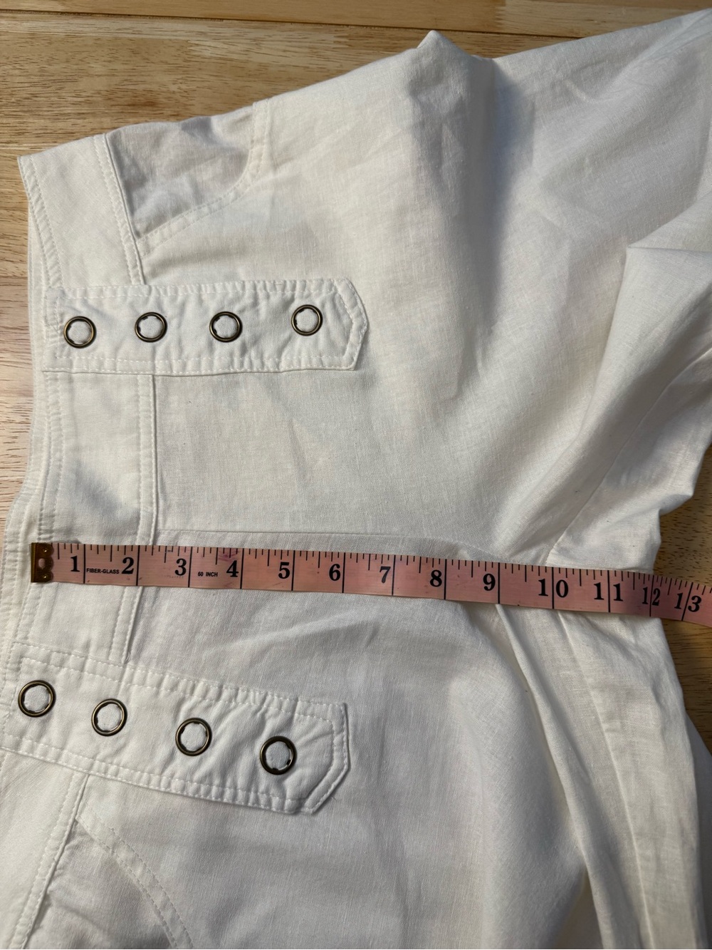 Venus White Linen-Cotton Sailor Wide-Leg Pants NWOT Size 10 - Picture 9 of 10